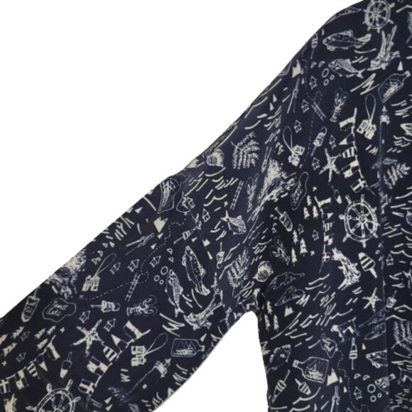 Steven Allen 100% silk nautique crop boxy blouse Oversize - Picture 2 of 7